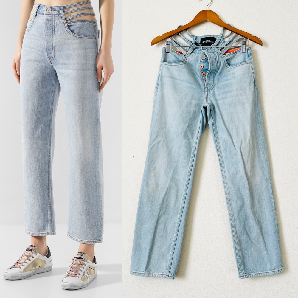 3x1 Mimi Cuttrell SIZE 23 Willow strappy waist straight leg jeans in Foam